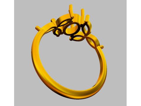 Oval Classic Gemstone Ring 3D print model Model Cetak 3D