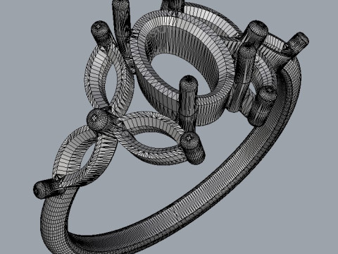 Oval Classic Gemstone Ring 3D print model Model Cetak 3D