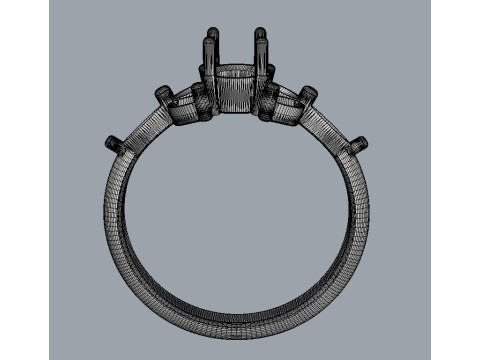 Oval Classic Gemstone Ring 3D print model Model Cetak 3D