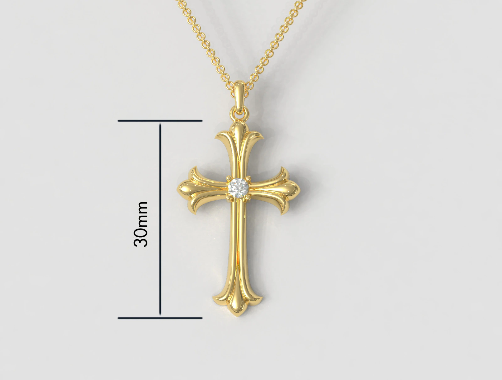 Gothic Cross Pendant - 30mm 3D Print Model .c4d .max .obj .3ds .fbx .stl .blend