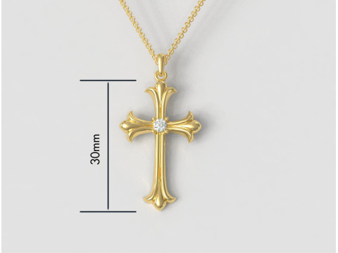 Gothic Cross Pendant - 30mm 3D Принт Модель