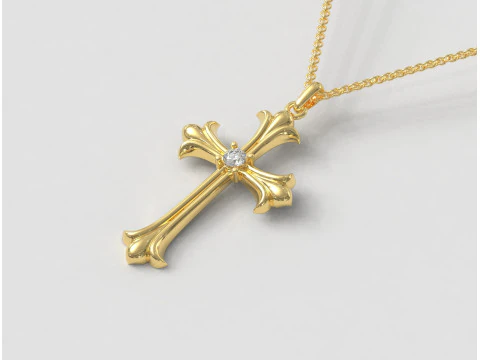 Gothic Cross Pendant - 30mm 3D Print Model