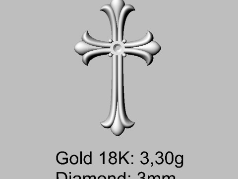 Gothic Cross Pendant - 30mm 3D-printmodel
