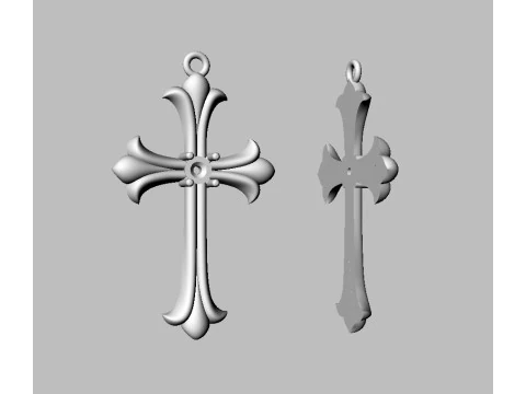 Gothic Cross Pendant - 30mm 3D Print Model