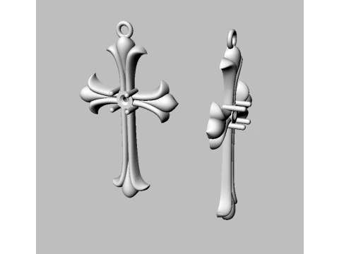 Gothic Cross Pendant - 30mm 3D Print Model
