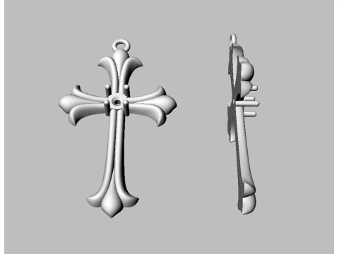 Gothic Cross Pendant - 30mm 3D Print Model