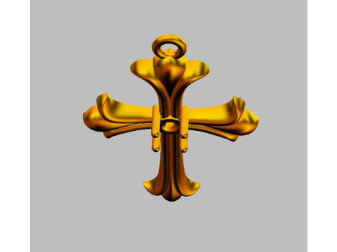 Gothic Cross Pendant - 30mm 3D-printmodel