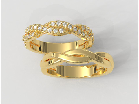 2 Braided Rings - With and Without Diamonds 3D print model 3D Print Model