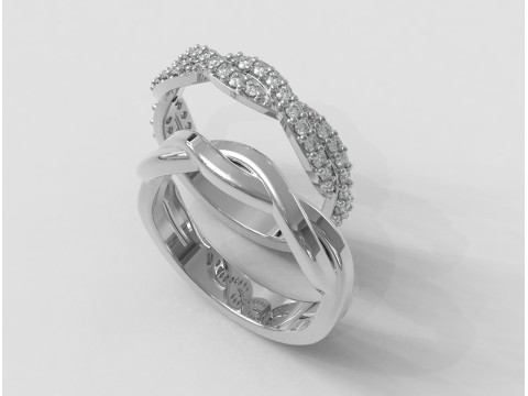 2 Braided Rings - With and Without Diamonds 3D print model Modello di stampa 3D