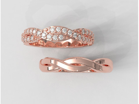 2 Braided Rings - With and Without Diamonds 3D print model Modello di stampa 3D