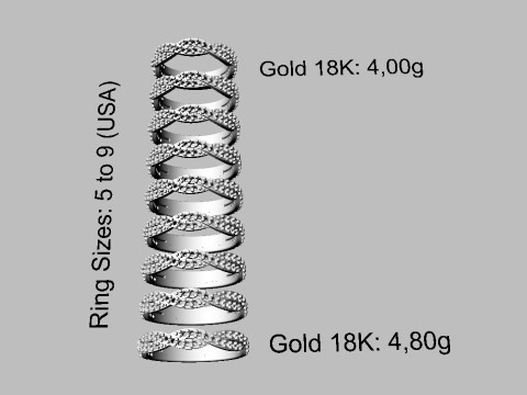 2 Braided Rings - With and Without Diamonds 3D print model Modello di stampa 3D