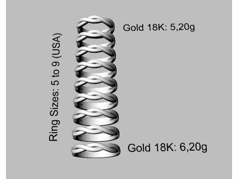 2 Braided Rings - With and Without Diamonds 3D print model Modello di stampa 3D