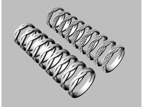 2 Braided Rings - With and Without Diamonds 3D print model Modello di stampa 3D