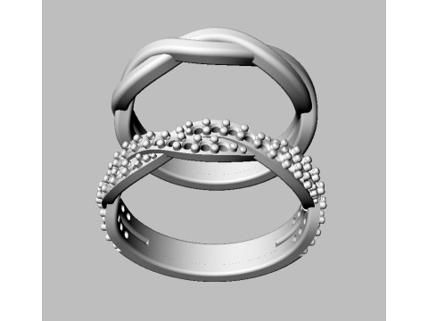 2 Braided Rings - With and Without Diamonds 3D print model Modello di stampa 3D