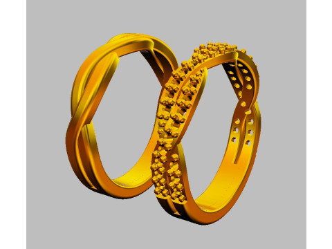 2 Braided Rings - With and Without Diamonds 3D print model Modello di stampa 3D