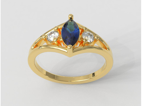 Marquise Gemstone Classic Rin 3D Принт Модель