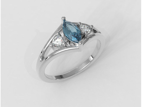 Marquise Gemstone Classic Rin 3D Baskı Modeli