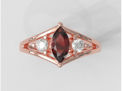 Marquise Gemstone Classic Rin 3D Baskı Modeli