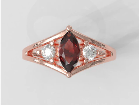 Marquise Gemstone Classic Rin 3D Print Model