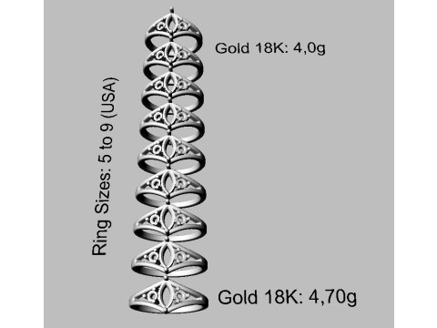 Marquise Gemstone Classic Rin 3D Baskı Modeli