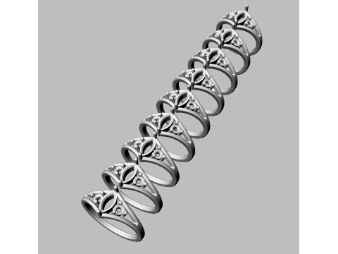 Marquise Gemstone Classic Rin 3D Baskı Modeli