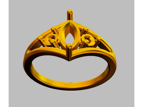 Marquise Gemstone Classic Rin 3D Print Model