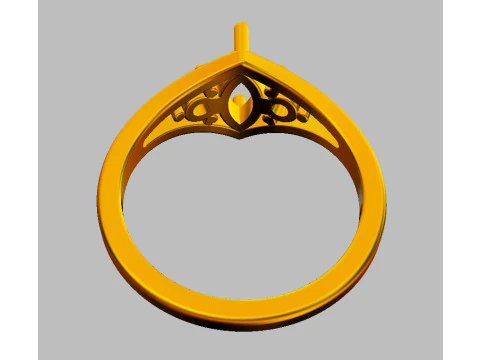 Marquise Gemstone Classic Rin 3D Print Model