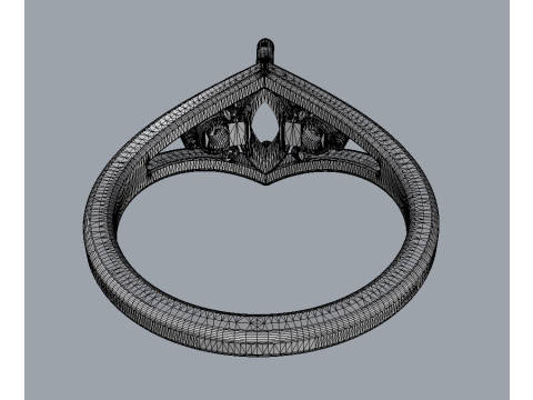 Marquise Gemstone Classic Rin 3D Baskı Modeli