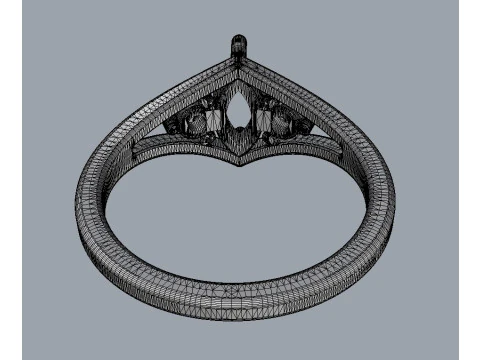 Marquise Gemstone Classic Rin 3D Print Model