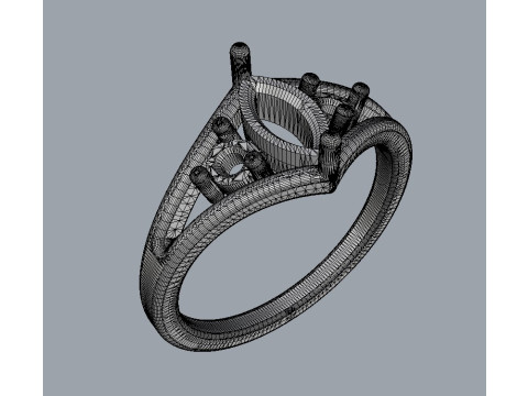 Marquise Gemstone Classic Rin 3D Baskı Modeli