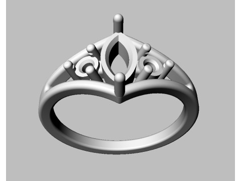 Marquise Gemstone Classic Rin 3D Baskı Modeli