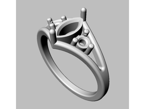 Marquise Gemstone Classic Rin 3D Baskı Modeli