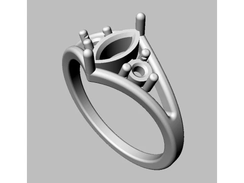 Marquise Gemstone Classic Rin 3D Print Model