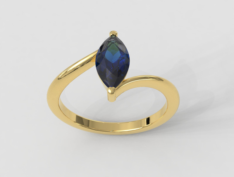 Marquise Gemstone Ring - 10mm x 5mm 3D 프린트 모델 .c4d .max .obj .3ds .fbx .stl .blend 