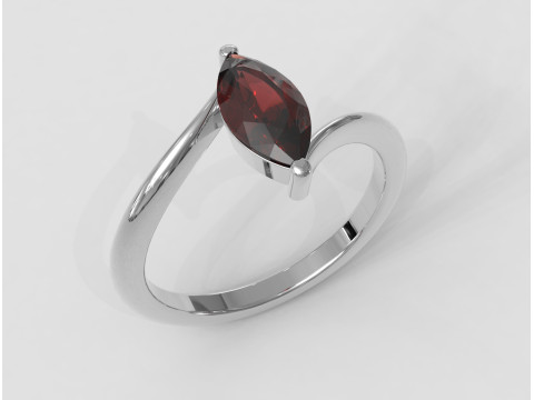 Marquise Gemstone Ring - 10mm x 5mm 3D 프린트 모델