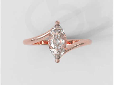 Anel de Pedras Preciosas Marquise - 10mm x 5mm Modelo de Impressão 3D