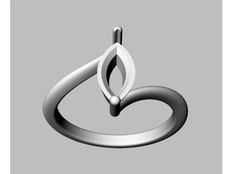 Anel de Pedras Preciosas Marquise - 10mm x 5mm Modelo de Impressão 3D