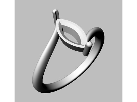 Marquise Gemstone Ring - 10mm x 5mm 3D 프린트 모델