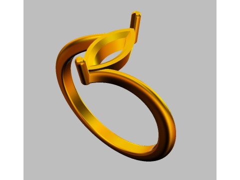 Marquise Gemstone Ring - 10mm x 5mm 3D 프린트 모델