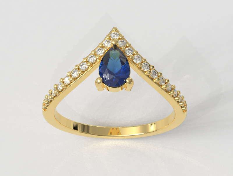 Pear Gemstone Modern Ring Model Cetak 3D .c4d .max .obj .3ds .fbx .stl .blend