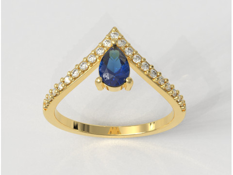 Pear Gemstone Modern Ring 3D Print Model
