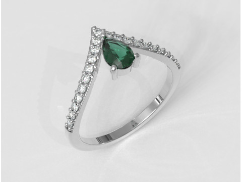 Pear Gemstone Modern Ring Model Cetak 3D