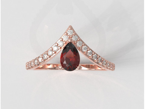 Pear Gemstone Modern Ring Model Cetak 3D