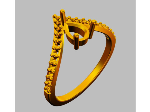 Pear Gemstone Modern Ring Model Cetak 3D