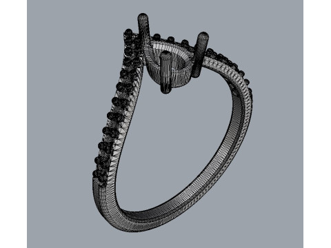 Pear Gemstone Modern Ring Model Cetak 3D