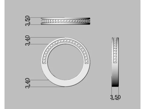 Diamond Half Band 3D Print Model