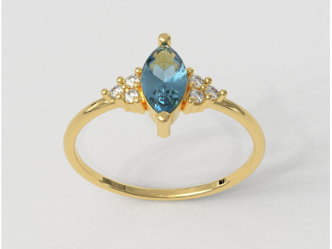 Marquise Gemstone Classic Ring 3D Print Model