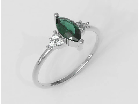Marquise Gemstone Classic Ring 3D Print Model