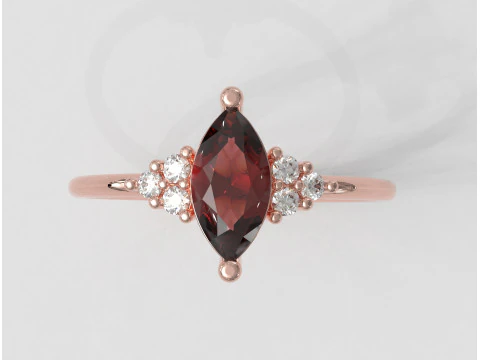 Marquise Gemstone Classic Ring 3D Print Model