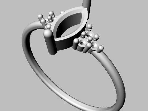Marquise Gemstone Classic Ring 3D Print Model